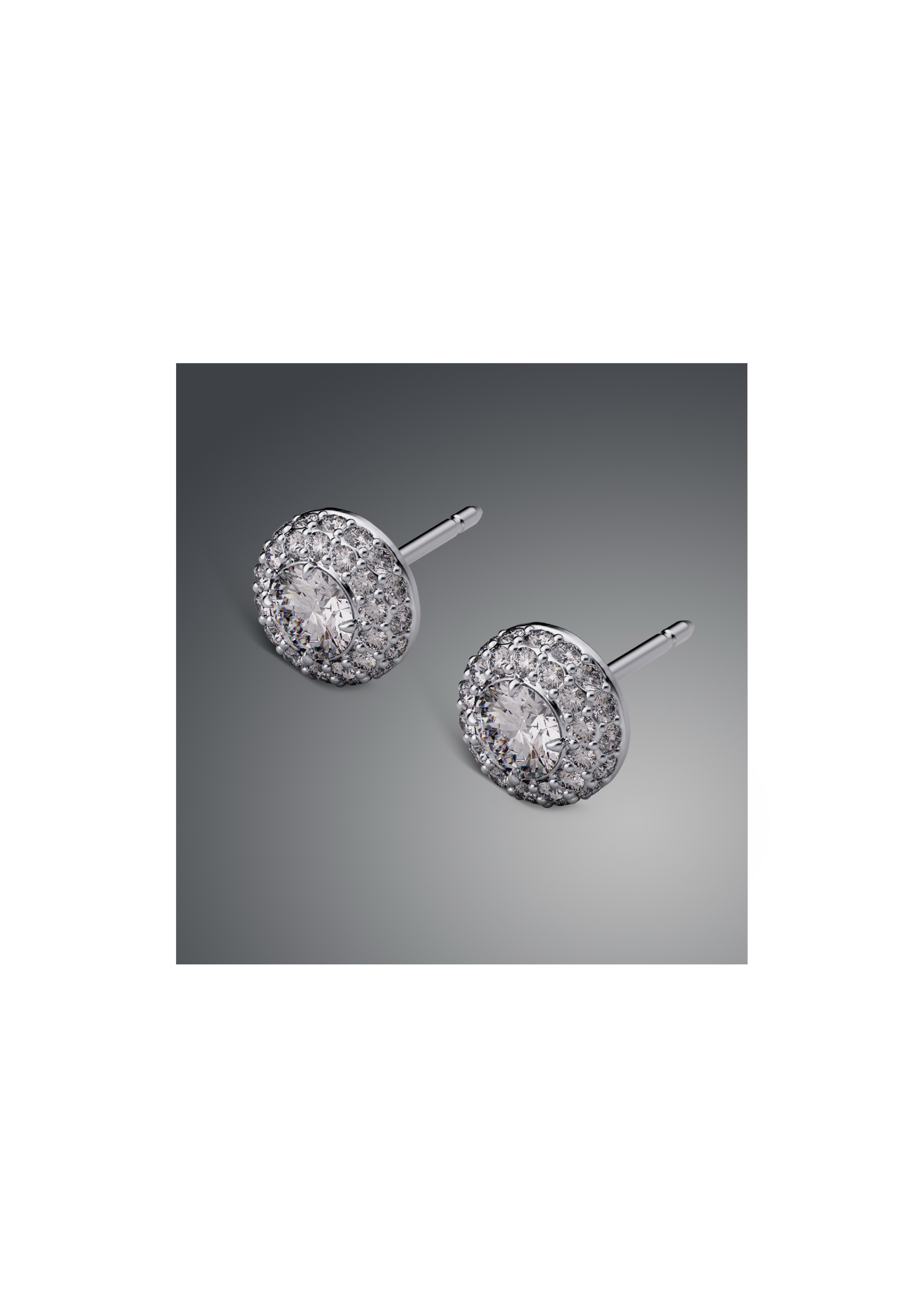 Pavé-diamond halo stud earrings in white gold